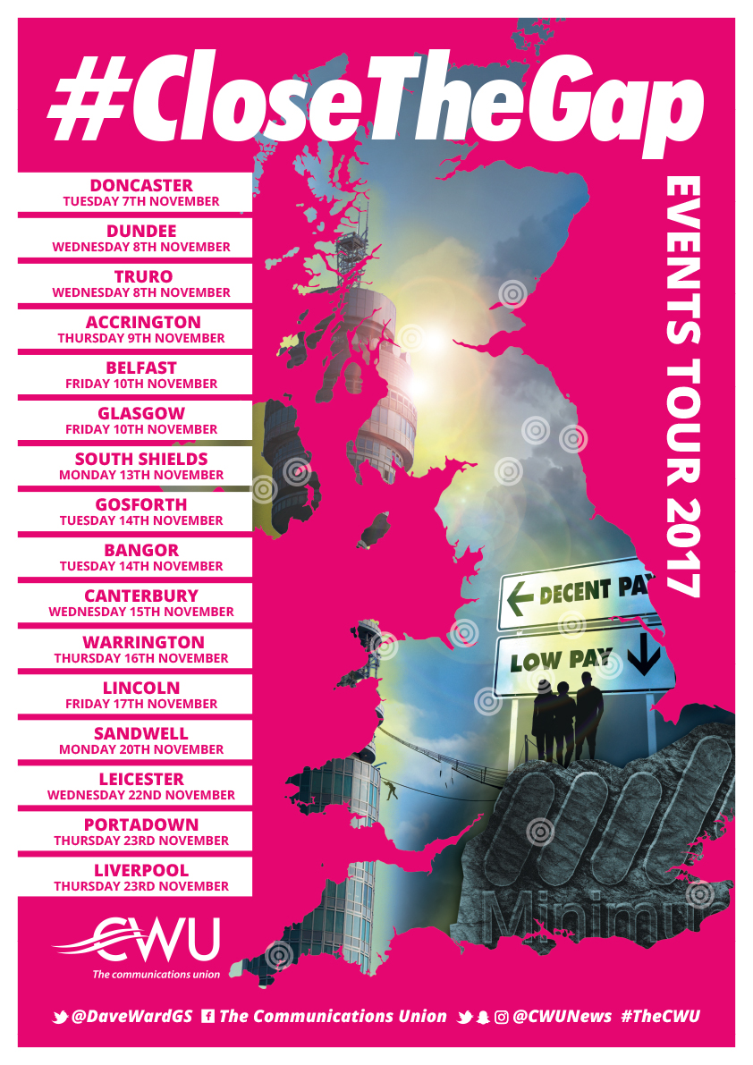 CWU Event dates for Close The Gap action campaign