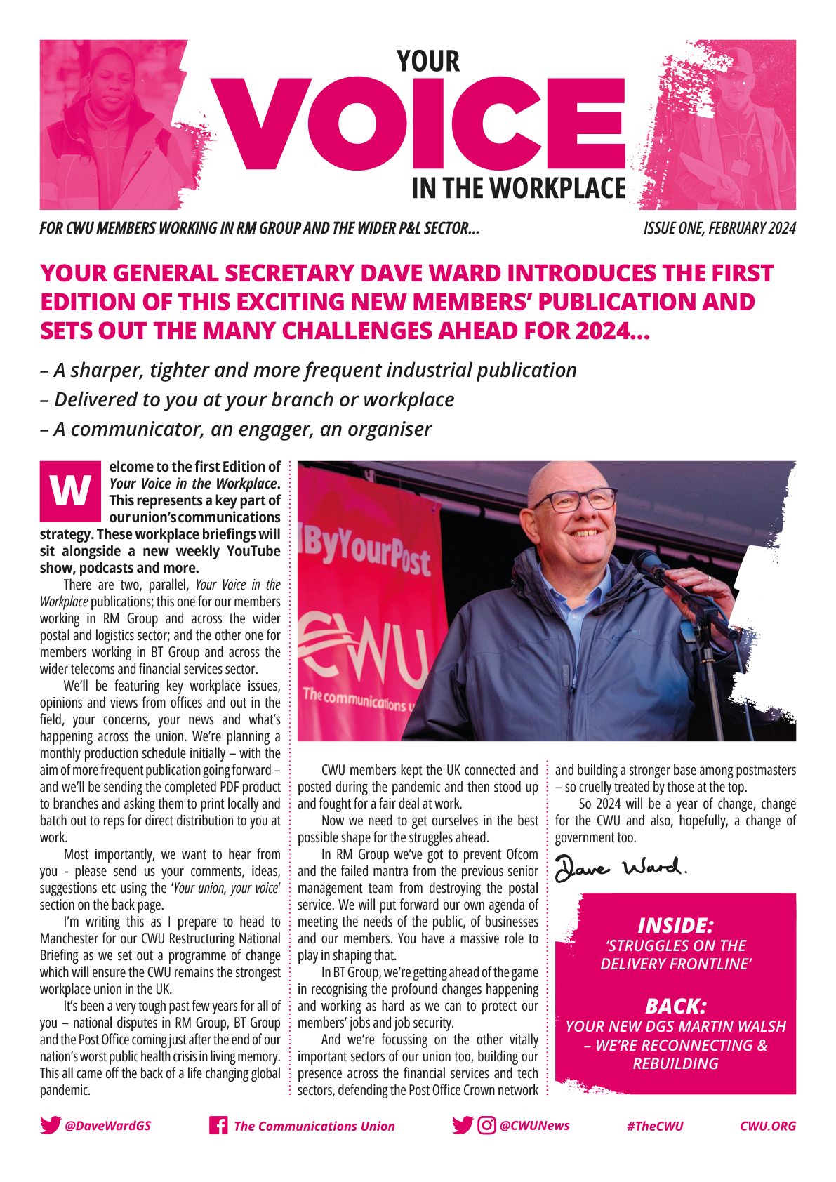 CWU: Your Voice in the Workplace – Issue One, February 2024 – Postal