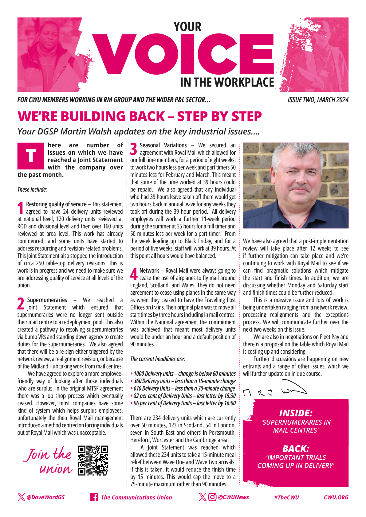 CWU: Your Voice in the Workplace – Issue Two – March 2024 – Postal